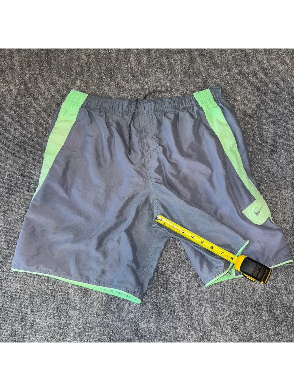 Nike Cyan Accent Lined Swim Trunks Mens LG Vtg y2k 90s Rare